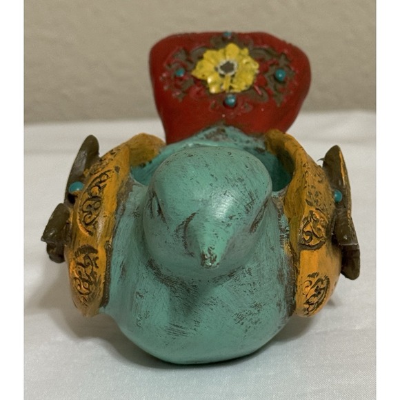Whimsical Multicolor Bird Trinket Votive Holder Home Decor Artsy Colorful - Picture 6 of 7